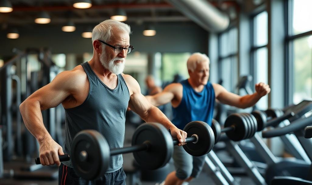 Older folks working out in the gym