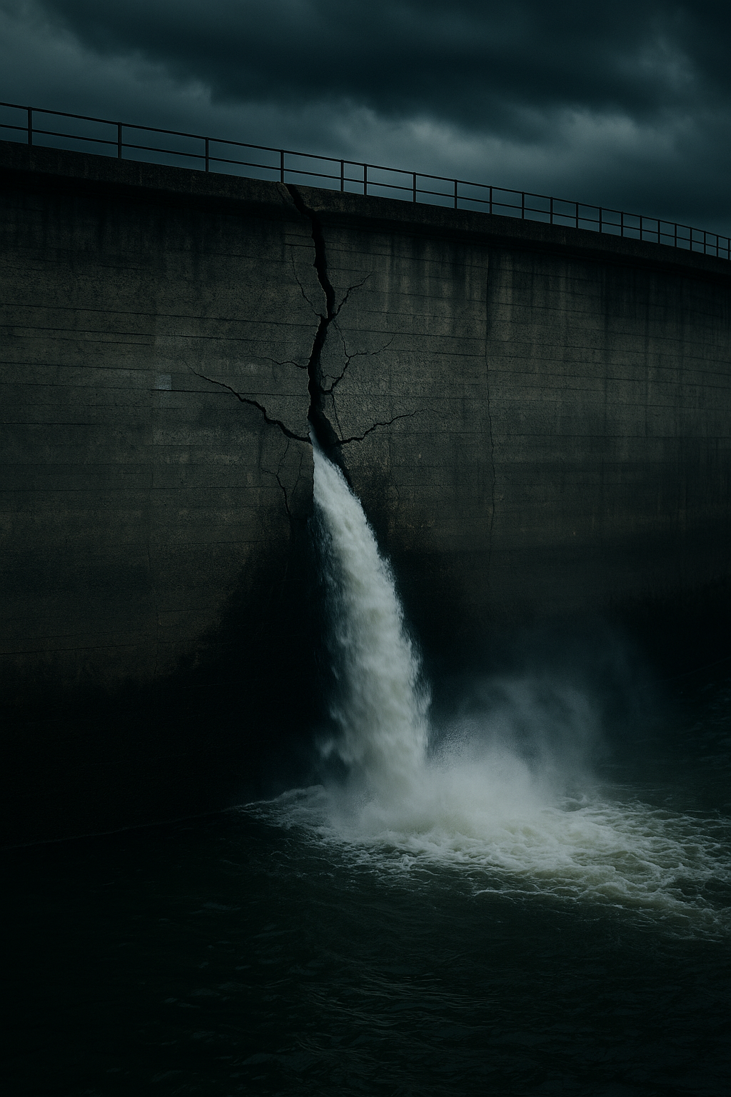 Generated image of a dam breaking