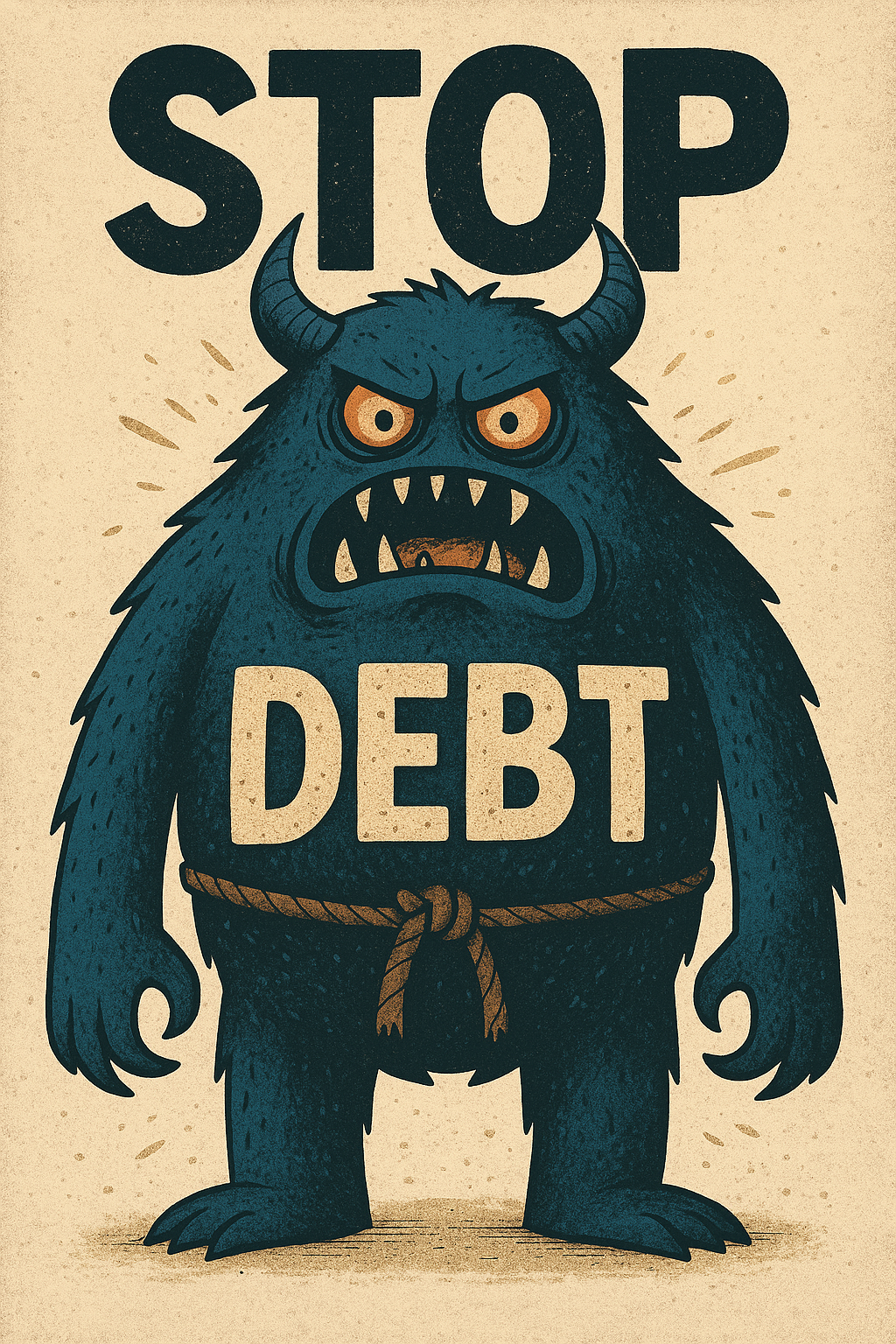 Generated image of a blue debt monster