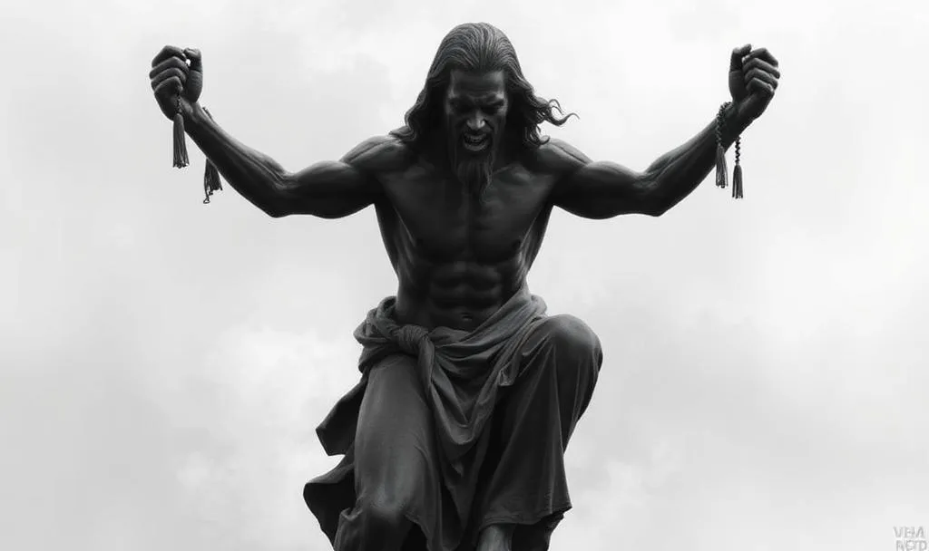 Generated image of servant statue breaking free
