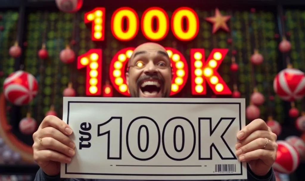 Man holding 100k check