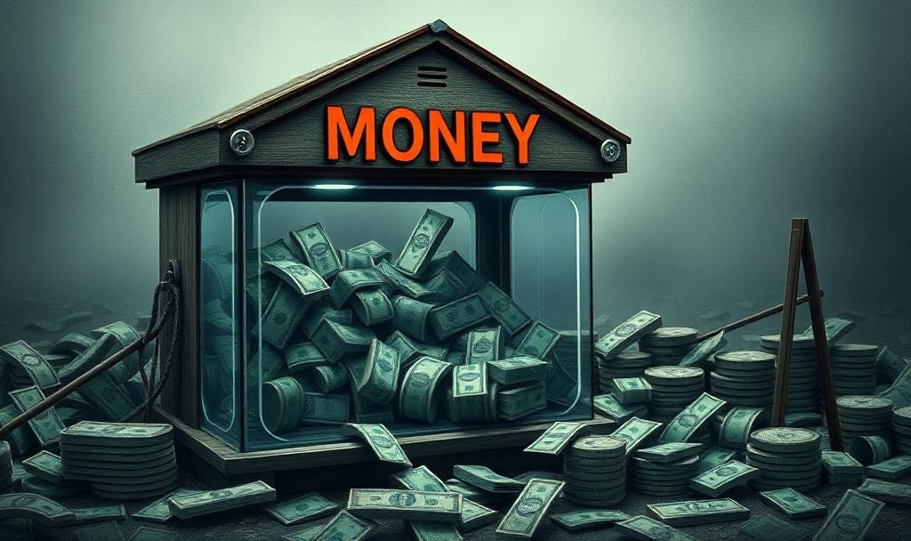 An image of money trapped in a glass box