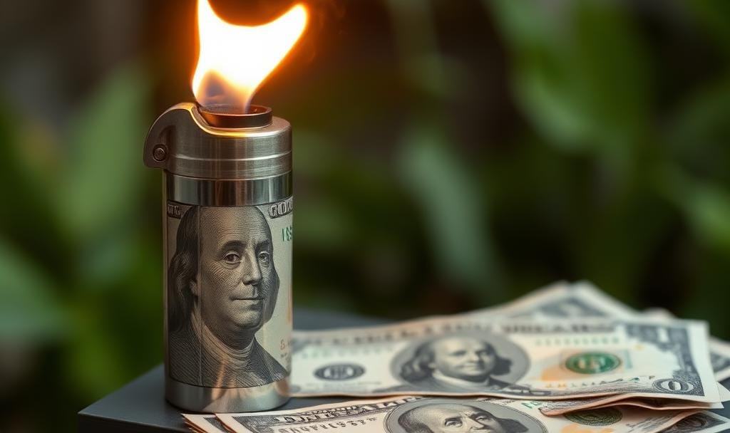 Image of money about to be torched