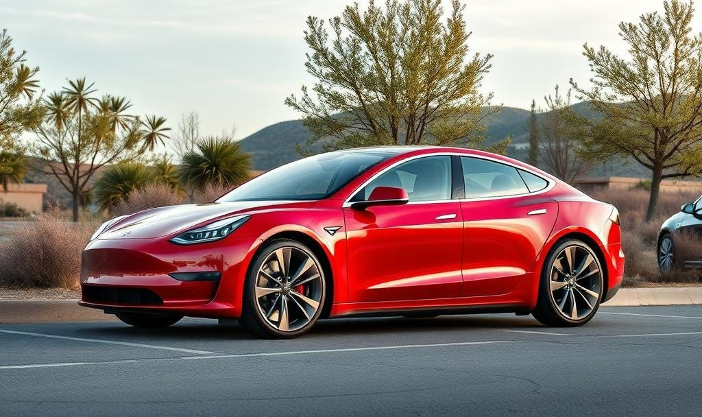 Image of a red Tesla